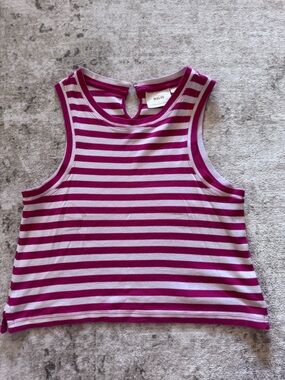 Maeve Pink and White Striped Sleeveless Tank